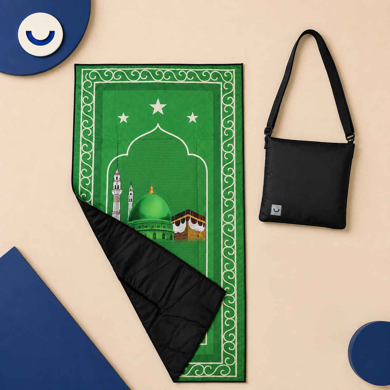 سجادة صلاة محمولة قابلة للطي - اخضر