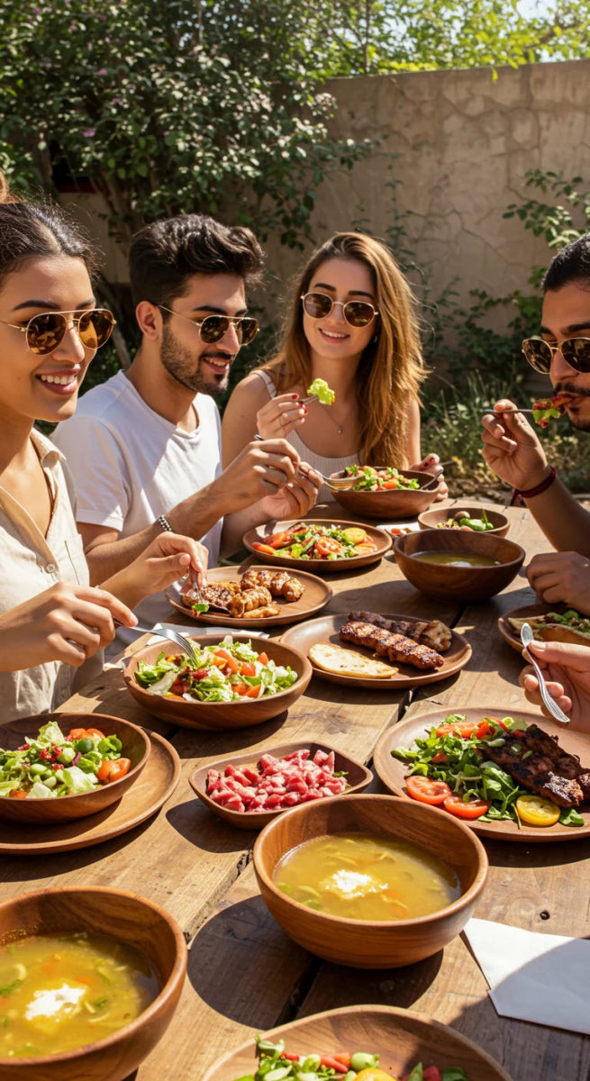 Set Dinner For 4 People From Wood Spider Natural