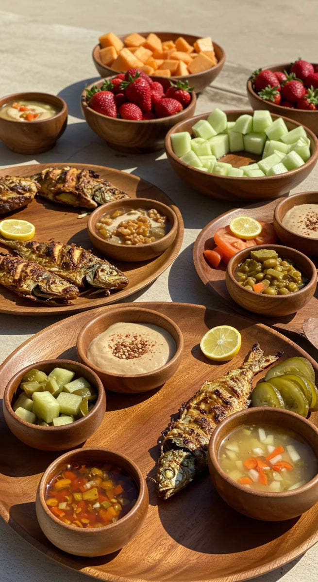 Set Dinner For 4 People From Wood Spider Natural