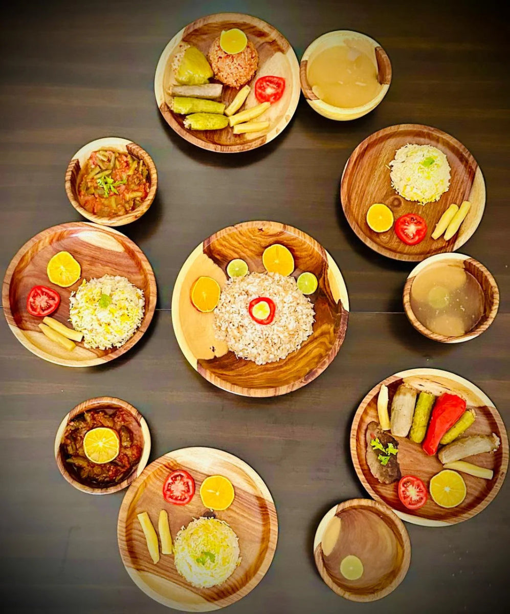 Set Dinner For 5 People From Wood Spider Natural