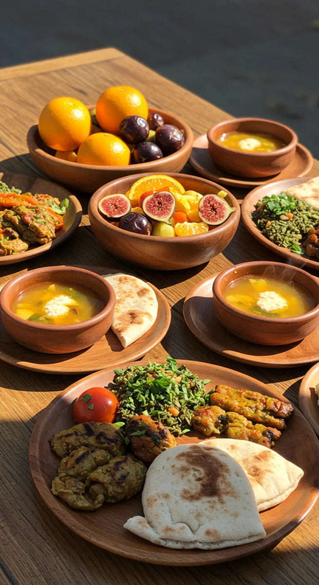Set Dinner For 4 People From Wood Spider Natural