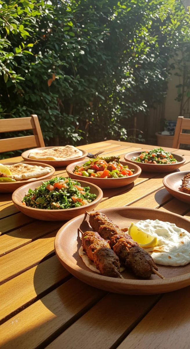 Set Dinner For 5 People From Wood Spider Natural