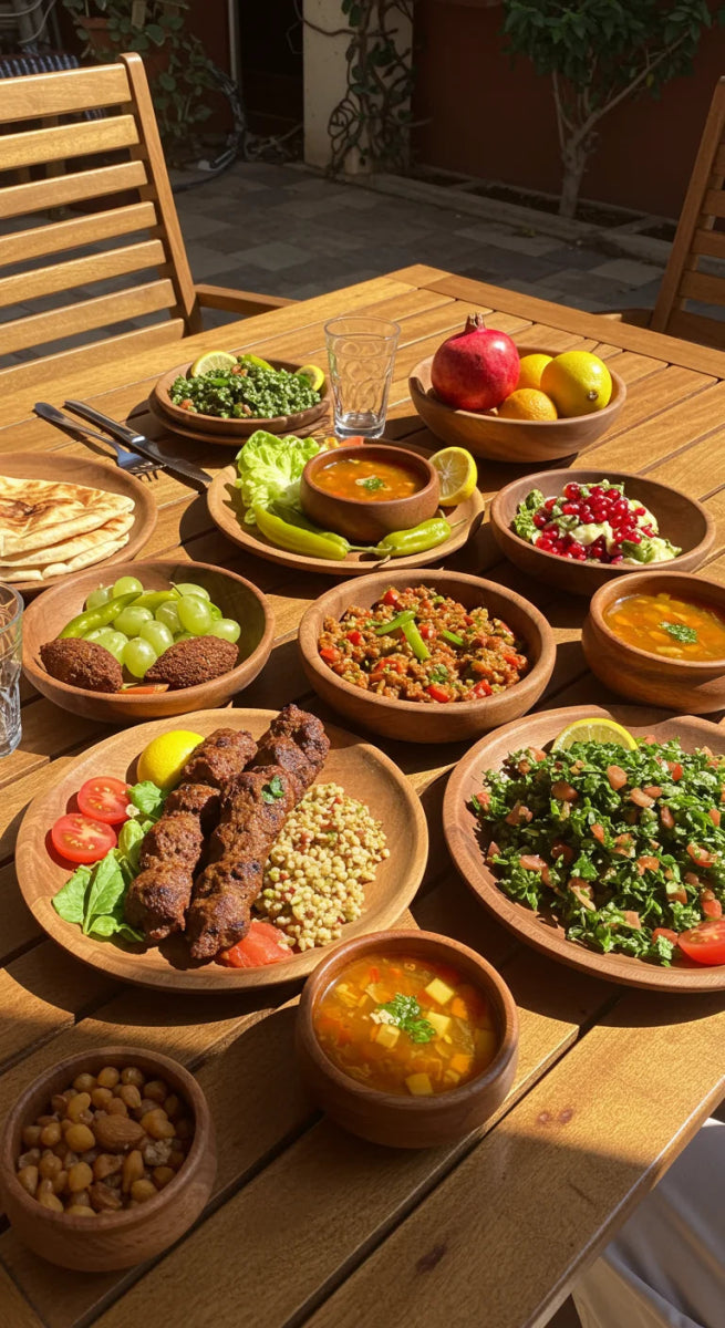 Set Dinner For 5 People From Wood Spider Natural