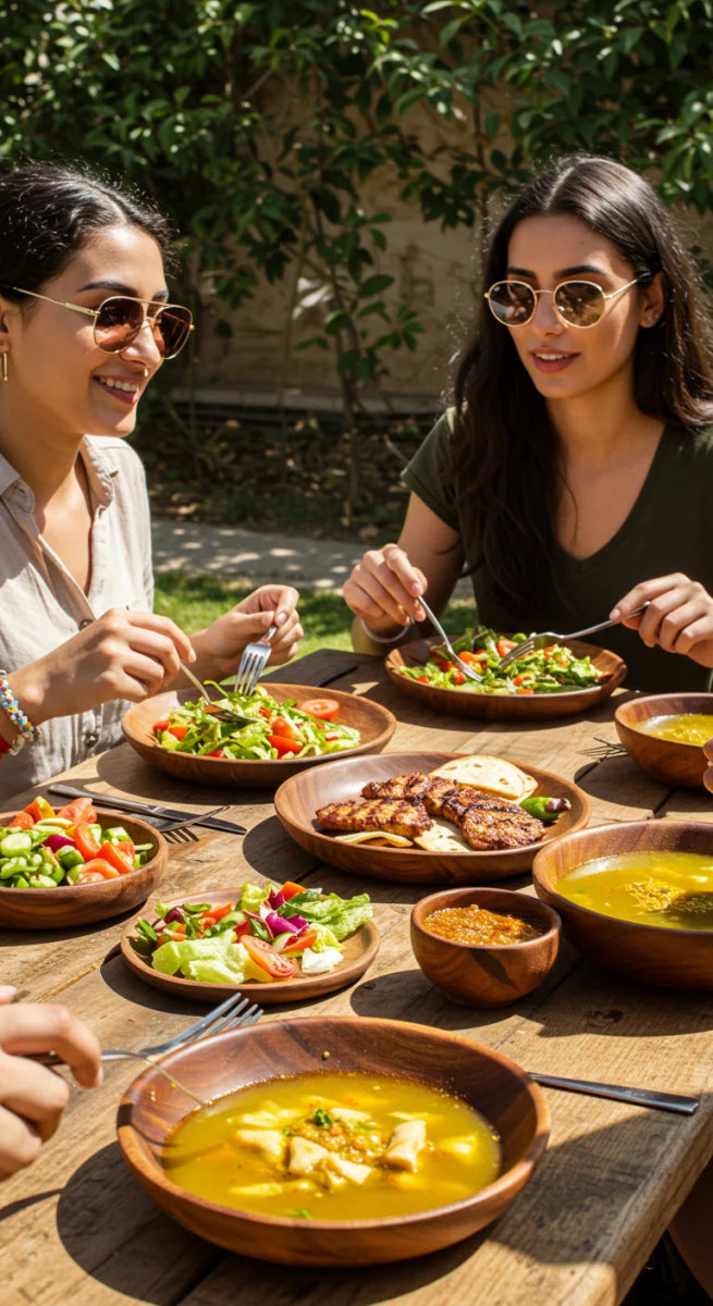 Set Dinner For 5 People From Wood Spider Natural
