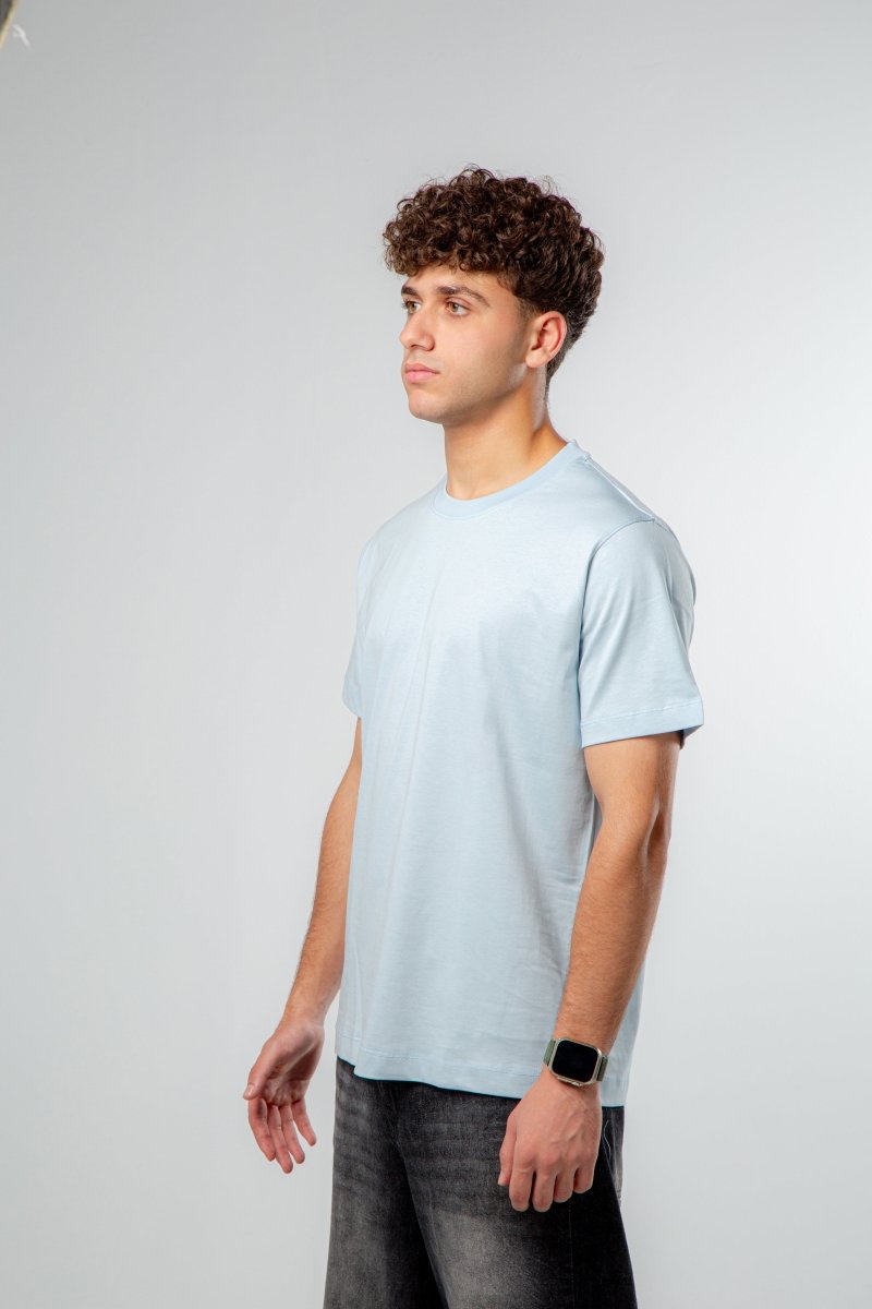 T-Shirt Men's Fit Ordinary Blue Light