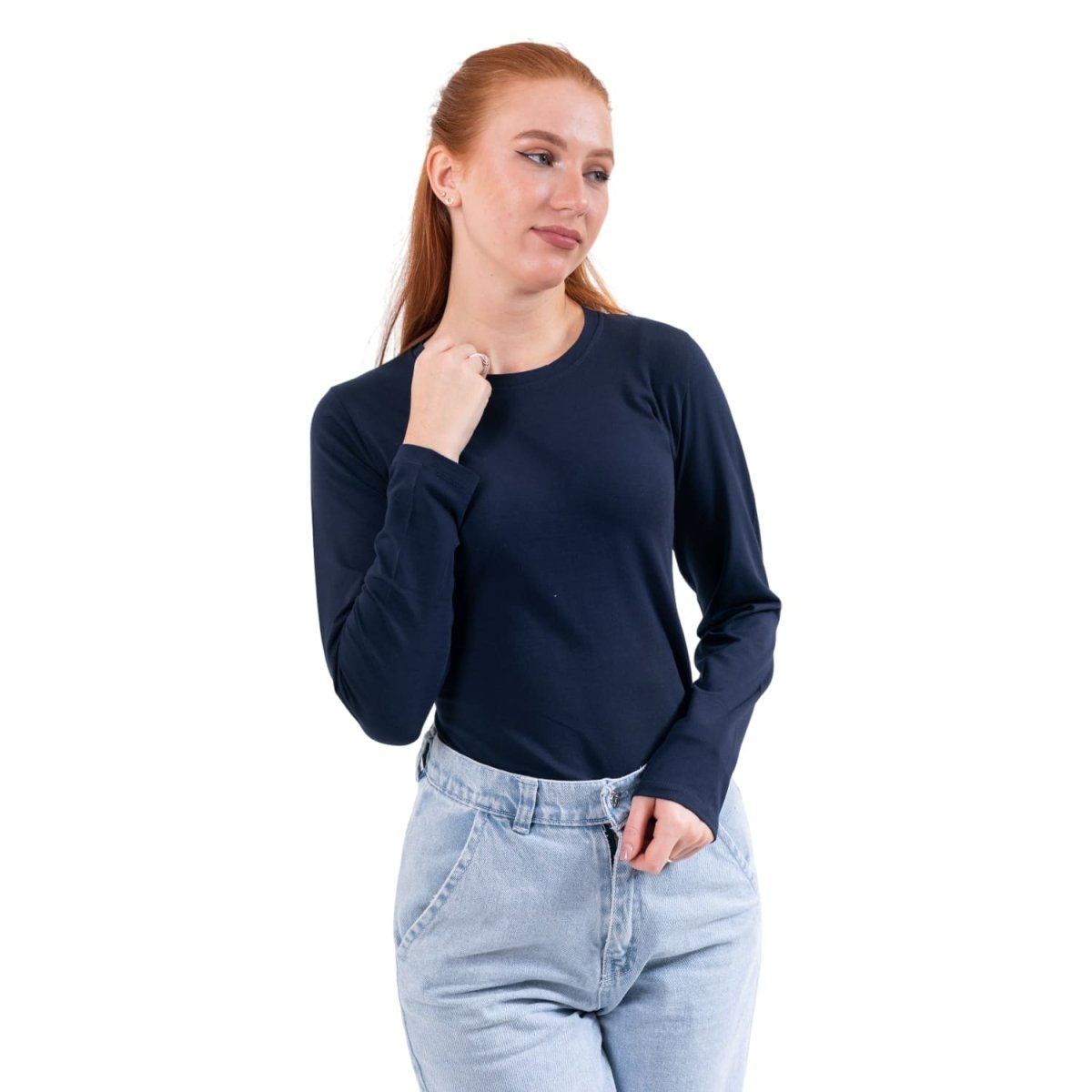 تيشيرت حريمي بأكمام طويلة رقبة دائرية