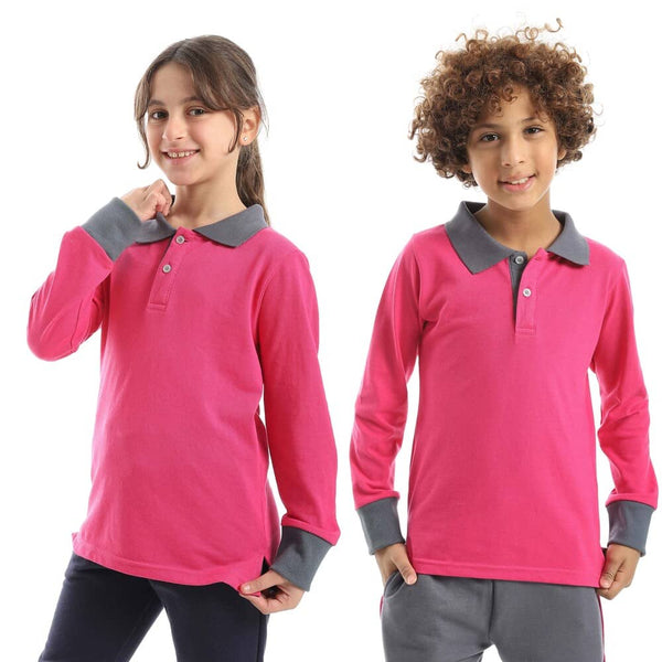 Long-sleeved polo shirt for children in multiple colors