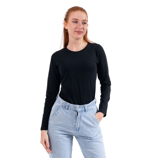 تيشيرت حريمي بأكمام طويلة رقبة دائرية