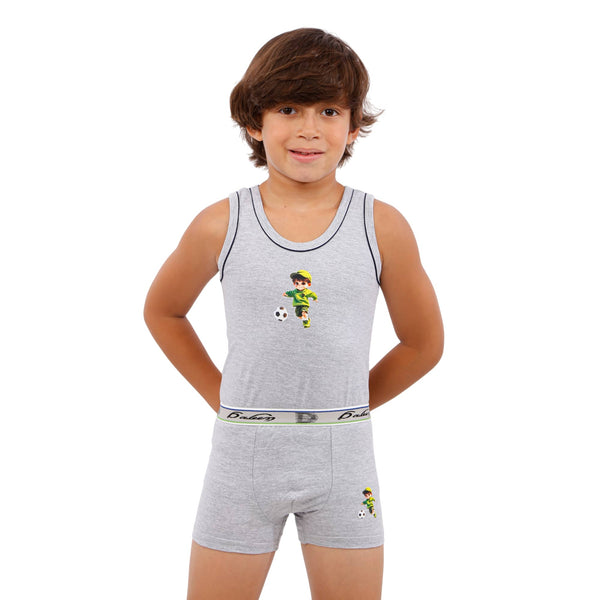 Boys' tank top and boxer shorts set, light gray