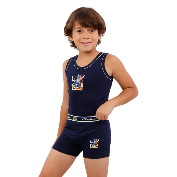 Boys' tank top and boxer shorts set, dark blue