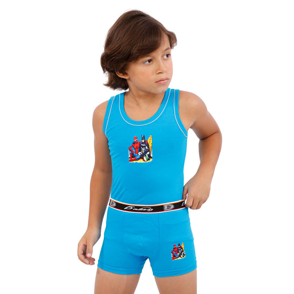 Boys' tank top and boxer shorts set, dark brown