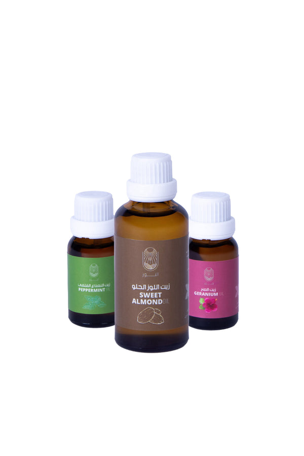 زيت النعناع وإبرة الراعي واللوز للتركيز والطاقة