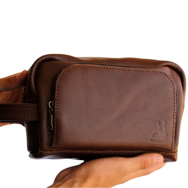 Men's genuine leather handbag, stylish design, multiple pockets