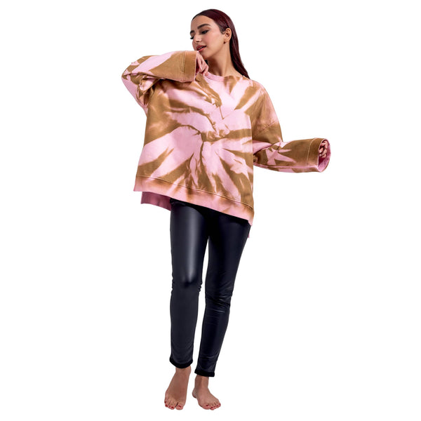 Oversized pullover sweatshirt with an open side