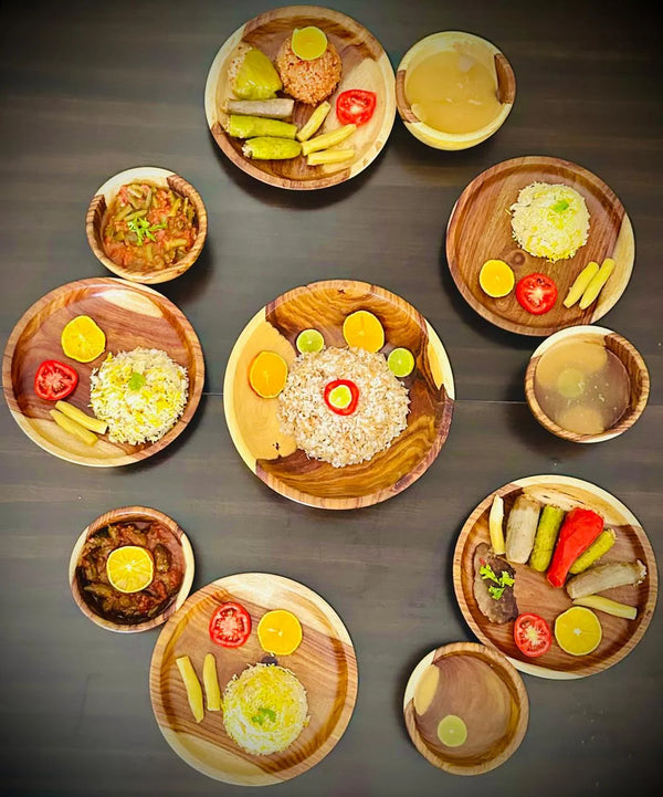 طقم عشاء ل 6 أشخاص من خشب السرسوع