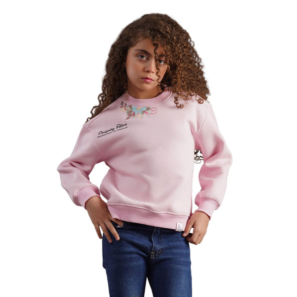 سويت شيرت بناتي شتوي لون وردي