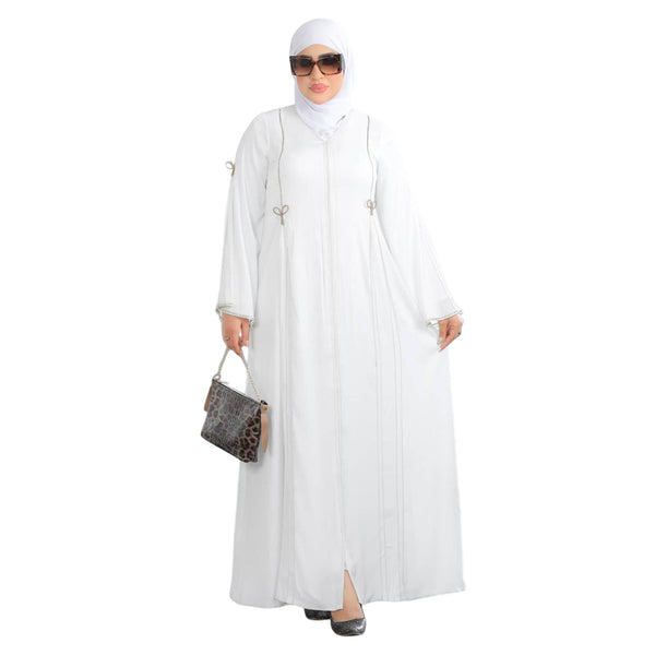 Elegant and distinctive white women's abaya for Umrah