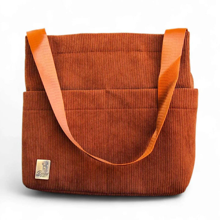 شنطة يد  باج حريمي قطيفة مضلعة بمقابض مزدوجة – شنطة كاجوال أنيقة بجيوب داخلية أنيقة من الجلد الطبيعي – متعددة الاستخدام بيد ثابتة.