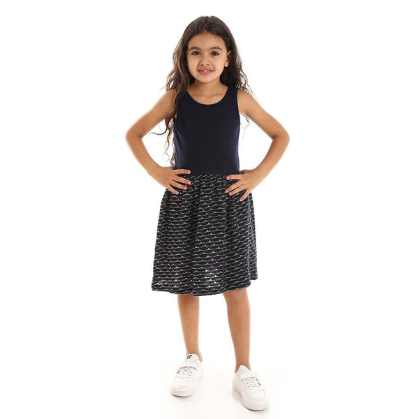 Girls' sleeveless casual dress with knit embellishments