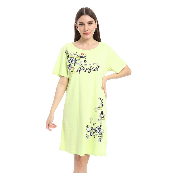 Comfortable women's short-sleeved nightgown, 100% cotton