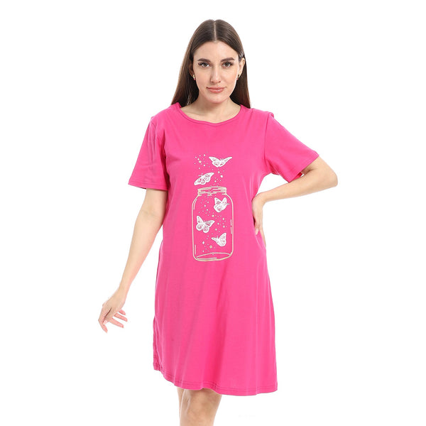 Women's delicate short-sleeved nightgown, 100% cotton