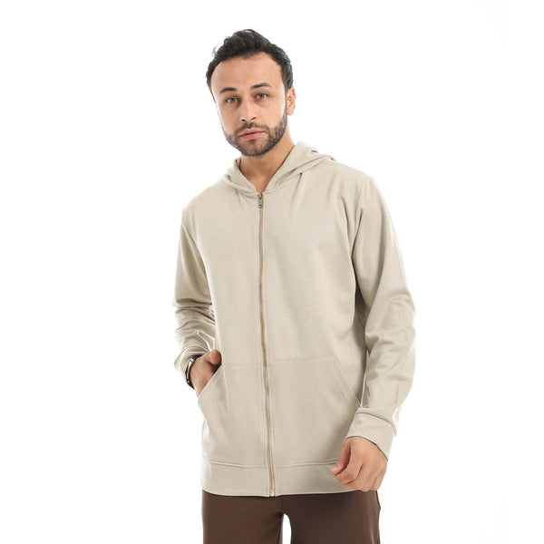 سويت شيرت مخملي بسحاب وغطاء رأس للرجال