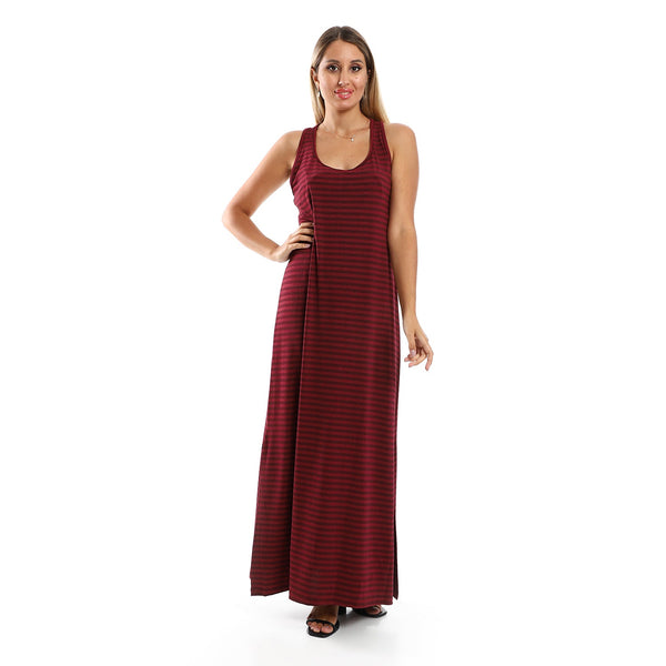 Women's long striped sleeveless dress