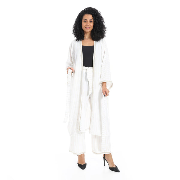 Women's striped kimono suit