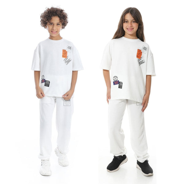 طقم بيجامة أطفالي صيفي مميز مطبوع من الأمام للجنسين - SemCem