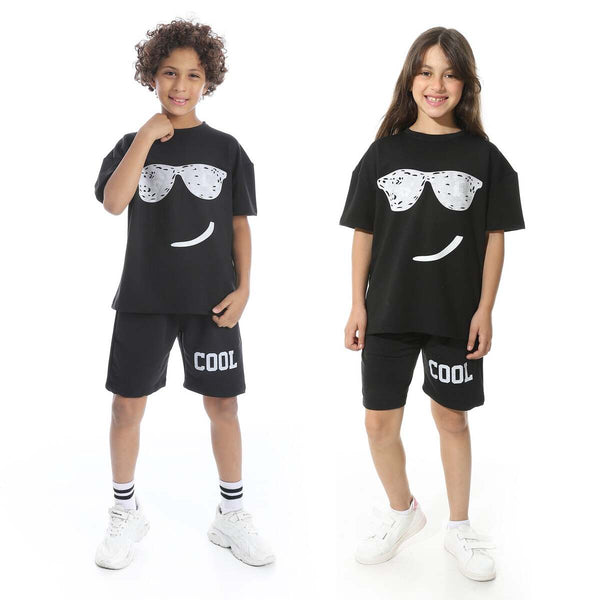 طقم بيجامة أطفالي صيفي شيك بطباعة من الأمام للجنسين - SemCem