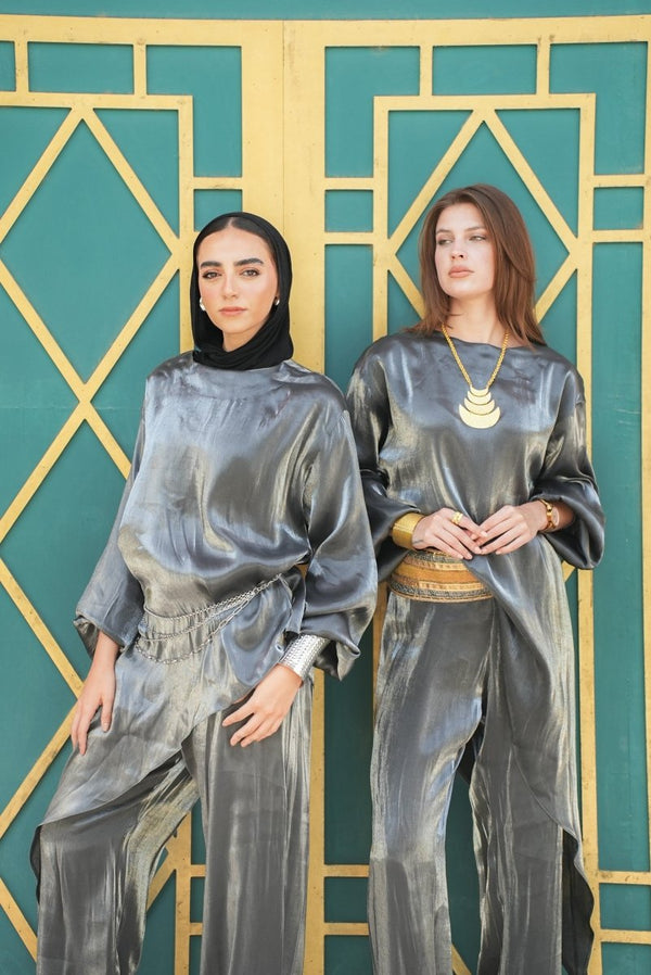 طقم حريمي شمر جراي أنيق للمناسبات - SemCem