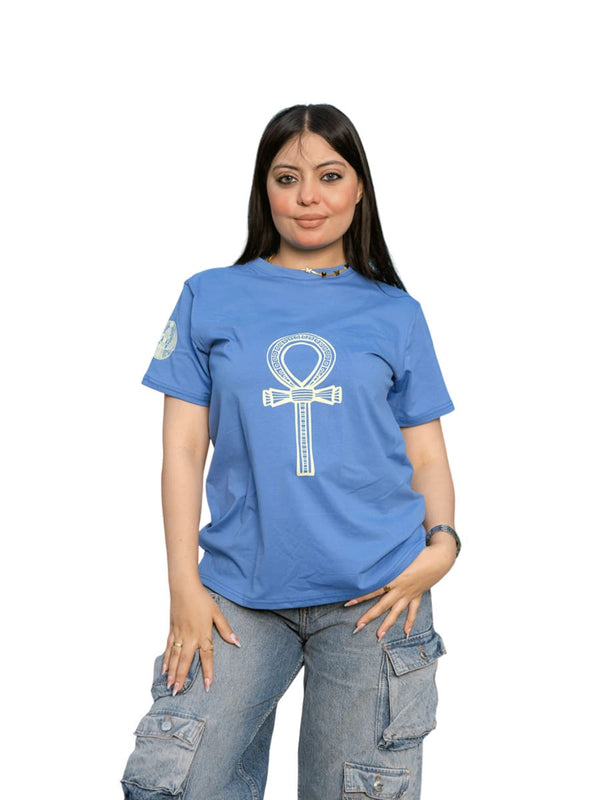 تيشيرت هيروغليفي رسمة مفتاح الحياه حريمي - SemCem