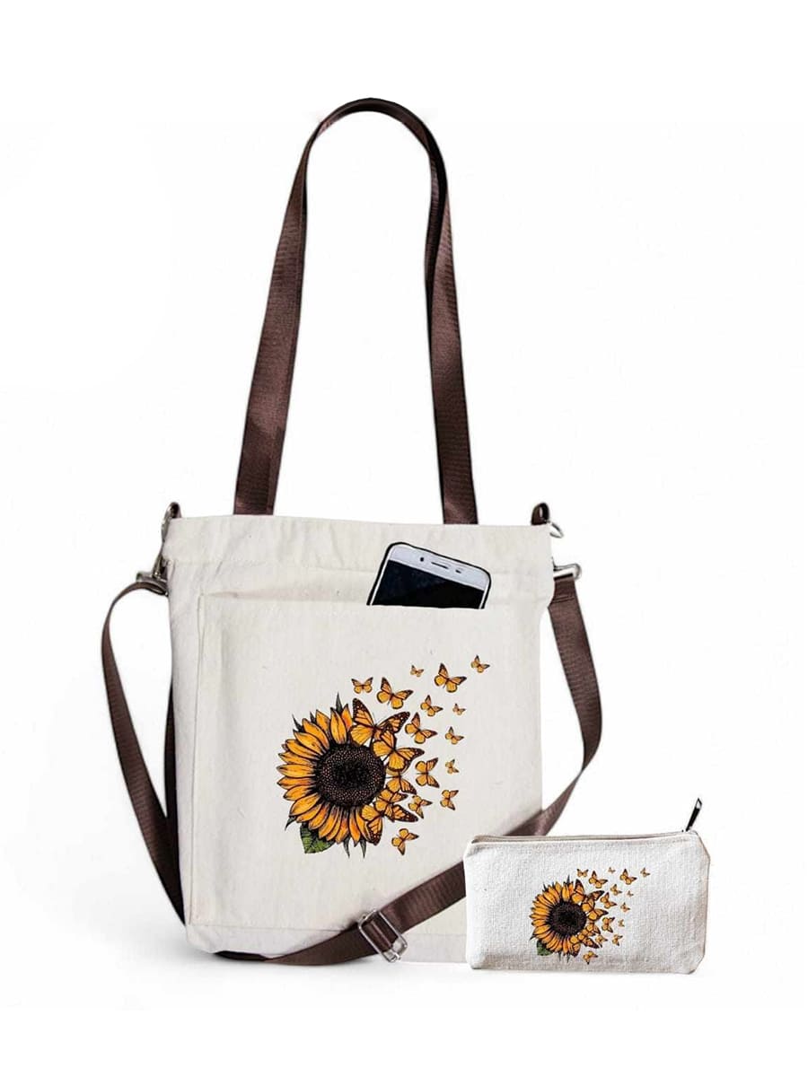 Bag Crossbody Brown In White With Bag Makeup