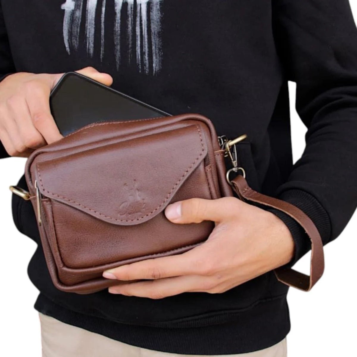 Bag Hand Cross Leather Natural