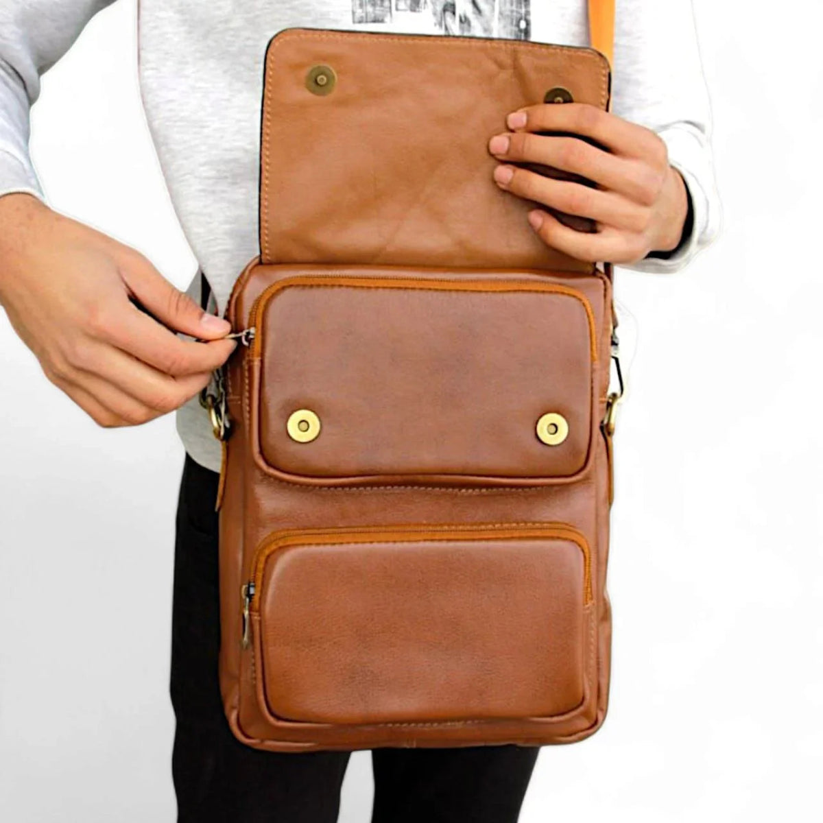 Genuine leather crossbody bag