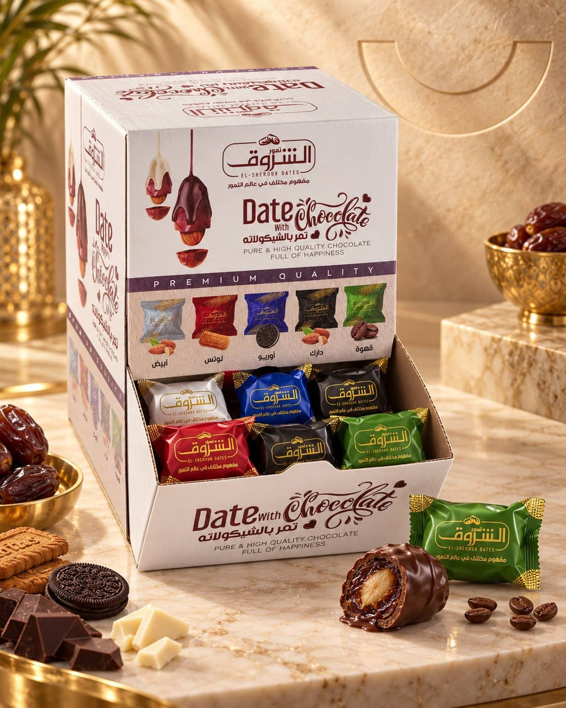 Assorted Chocolate Covered Stuffed Dates - 1kg Box