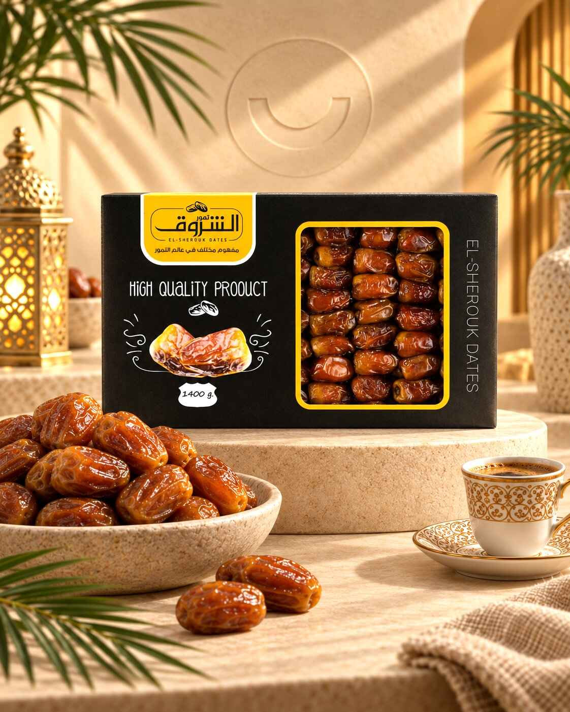 El Wadi El Gedid Egyptian Semi-Dry Dates with Pits - 1.4kg Box