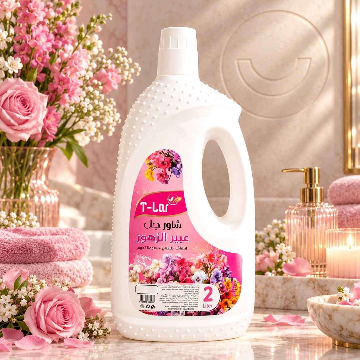شاور جل تي لار أبيض 2 لتر، 8 عطور من دكتور كي