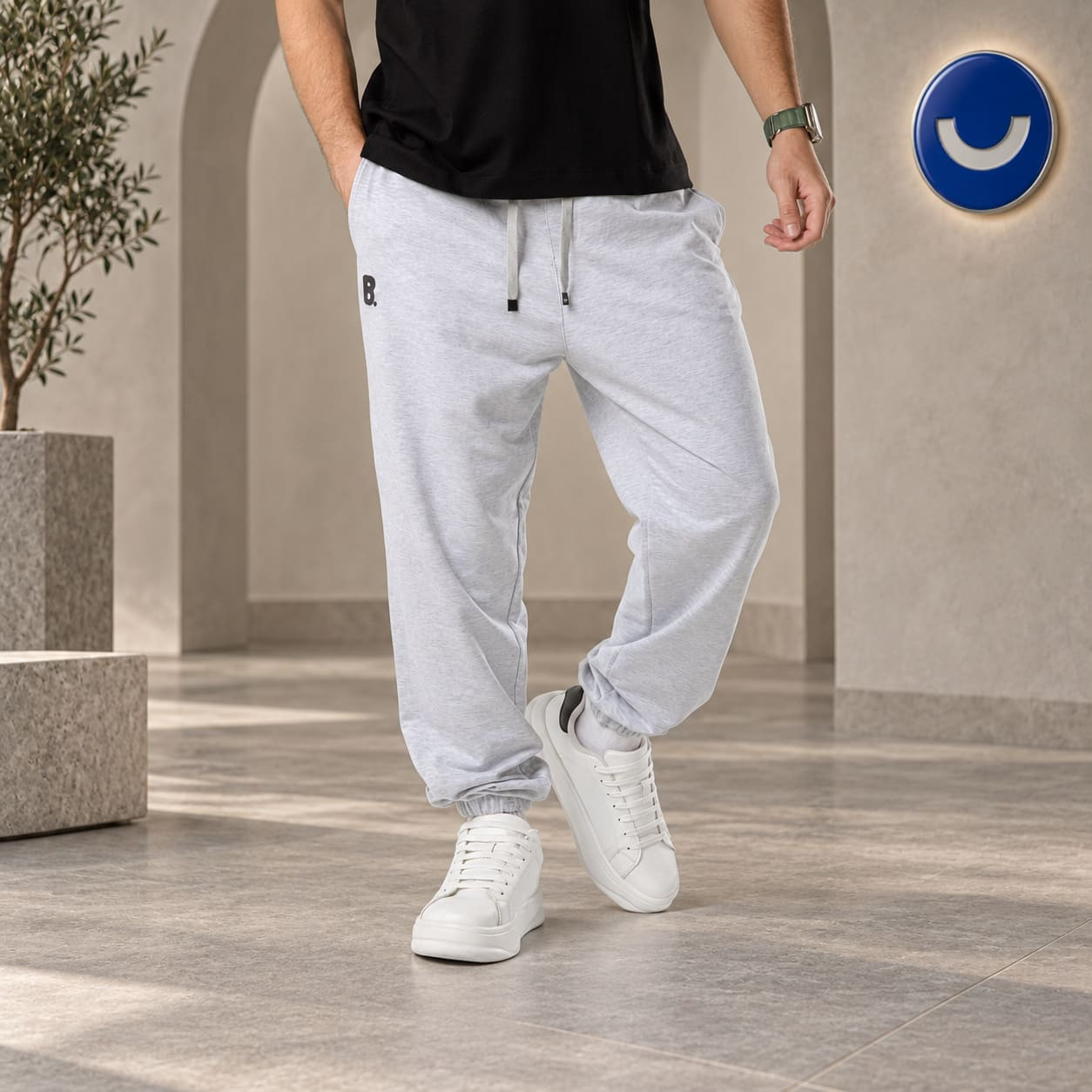 WASHED JOGGER WAIST PANTS - ICE Gary.