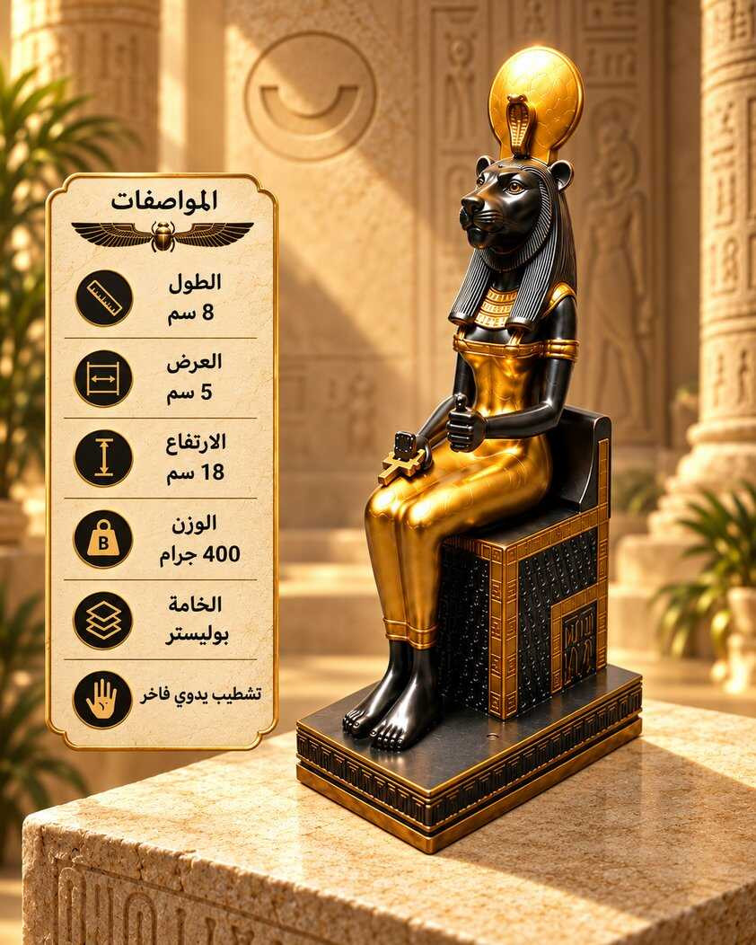 تمثال الملكة سخمت جالسة – ديكور فرعوني فاخر