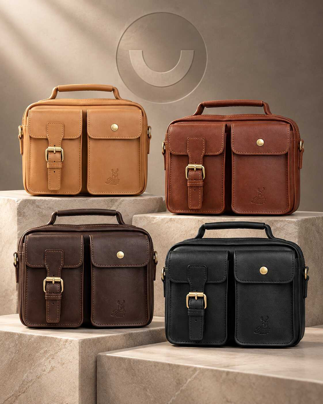 Men's crossbody bag, genuine leather, 20 × 24 cm, from Bamm