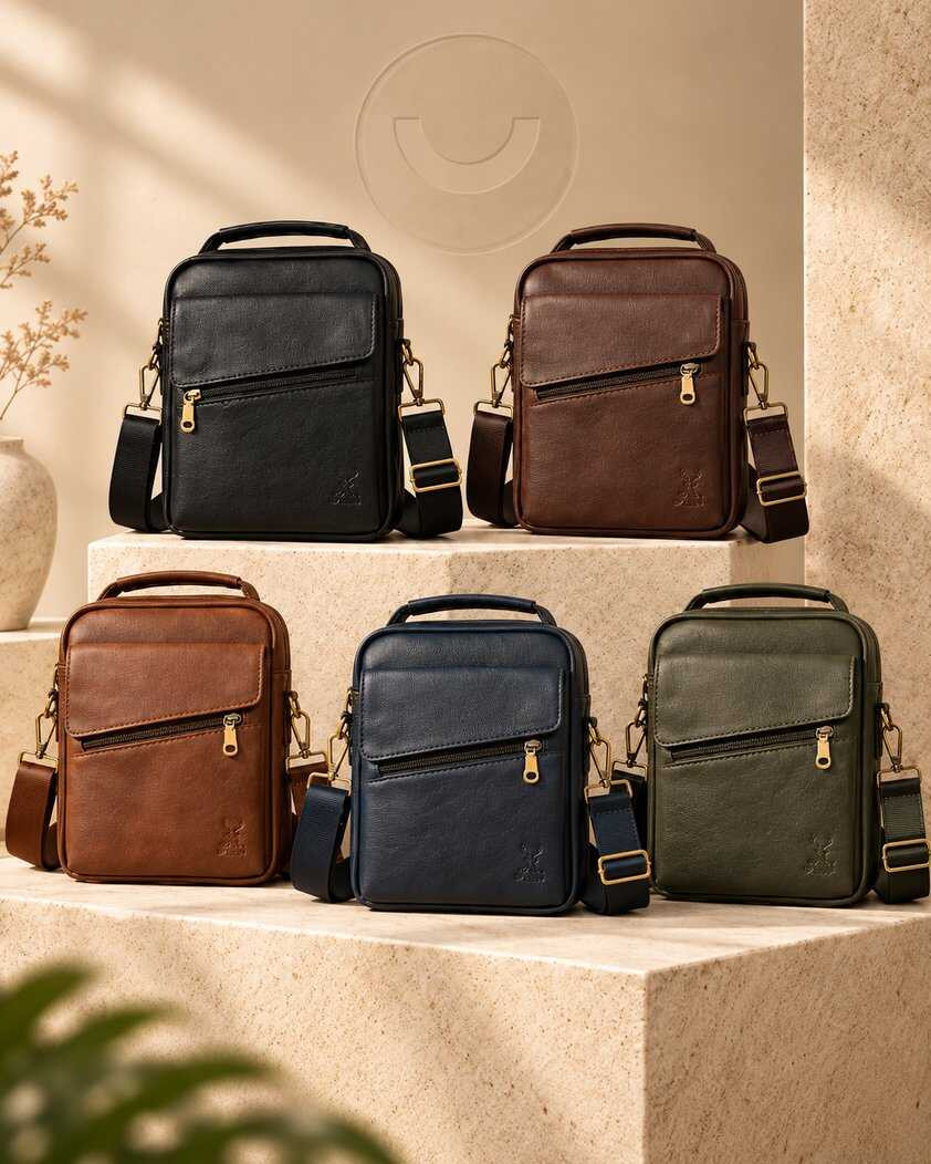 Men's genuine leather crossbody bag 25 x 20 cm from Bamm