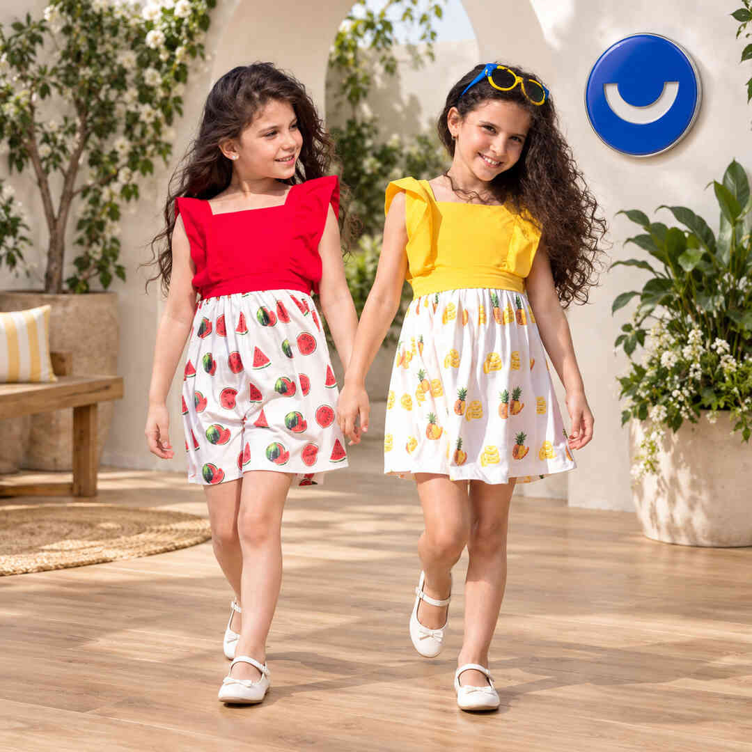 فستان بناتي كت بطباعة فواكه بعدة ألوان