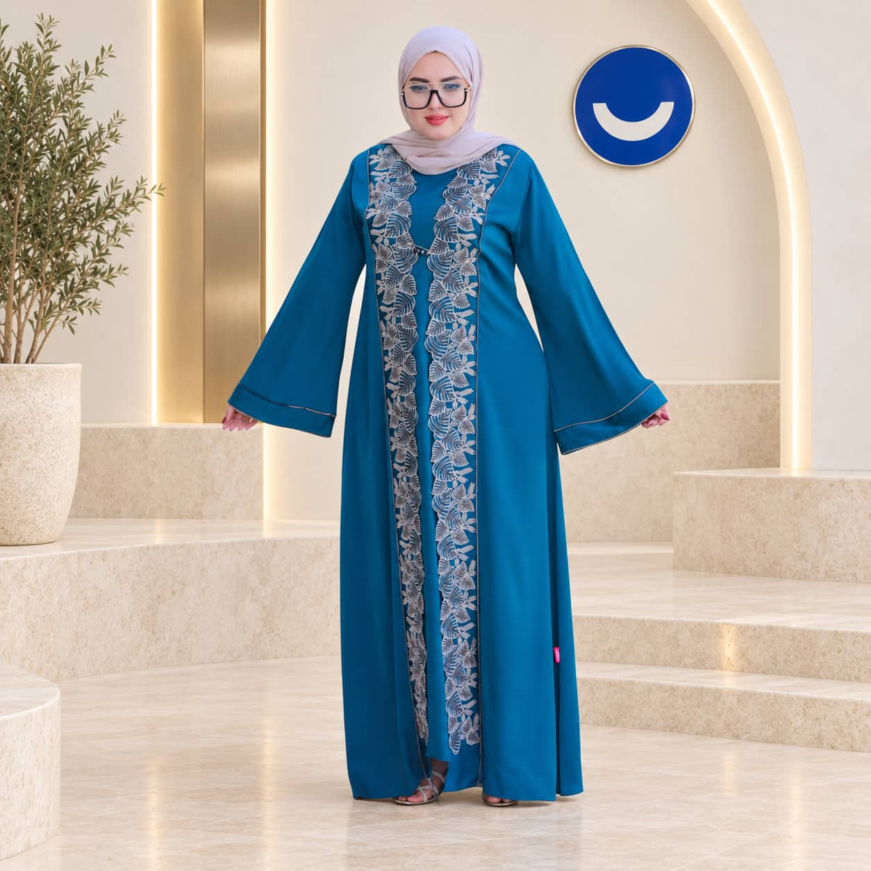 عباية نسائية أنيقة مطرزة بتصميم عصري