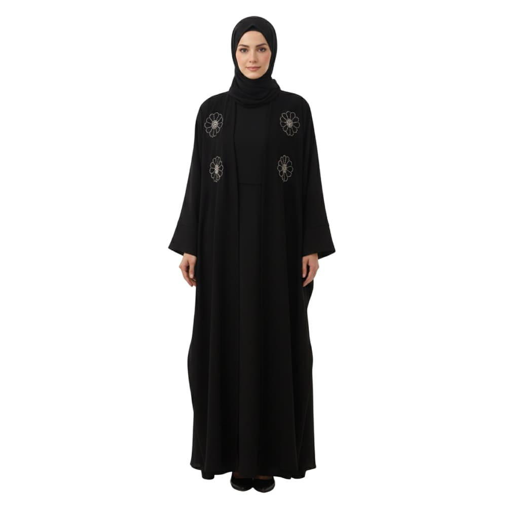 Abaya Velvet Winter Premium Embroidery Rose Royal