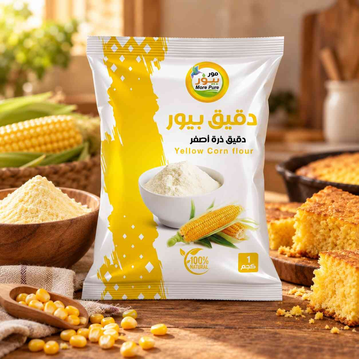 دقيق ذرة أصفر مور بيور كيس 1 كجم