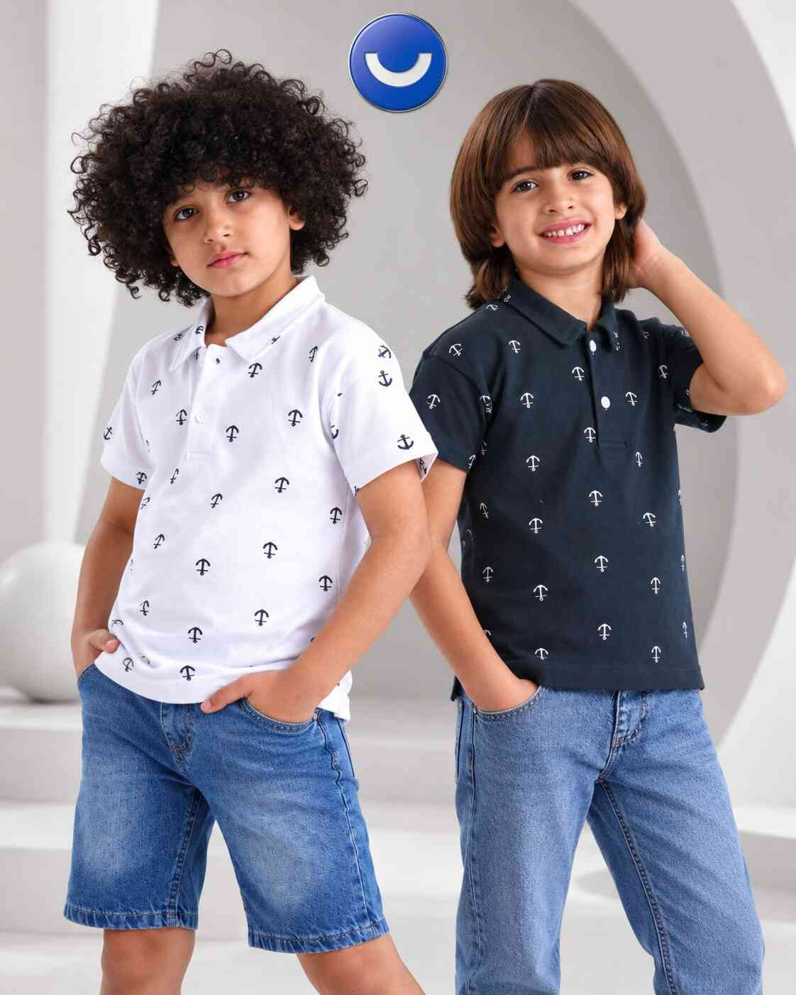 طقم أولادي بولو بيكا نصف كم بعدة ألوان