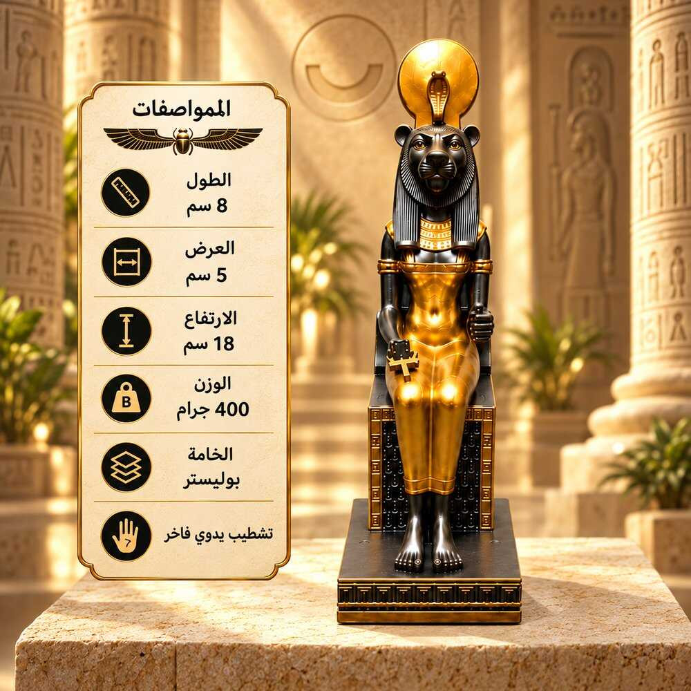 تمثال الملكة سخمت جالسة – ديكور فرعوني فاخر