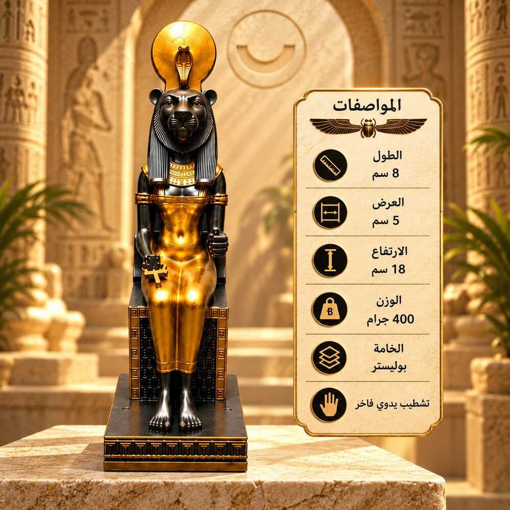 تمثال الملكة سخمت جالسة – ديكور فرعوني فاخر
