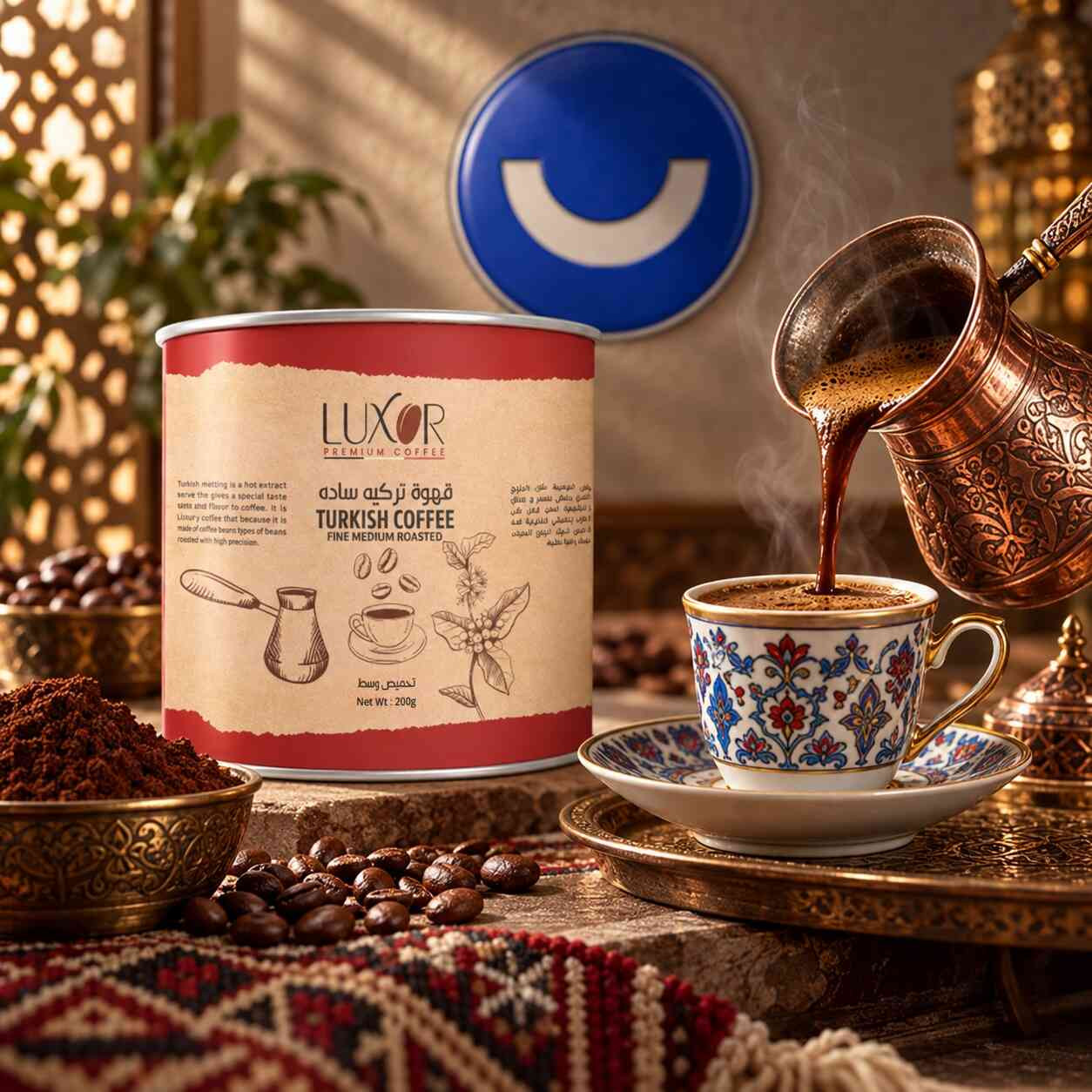 قهوه تركيه ساده بن تحميص وسط عبوه 200 جم